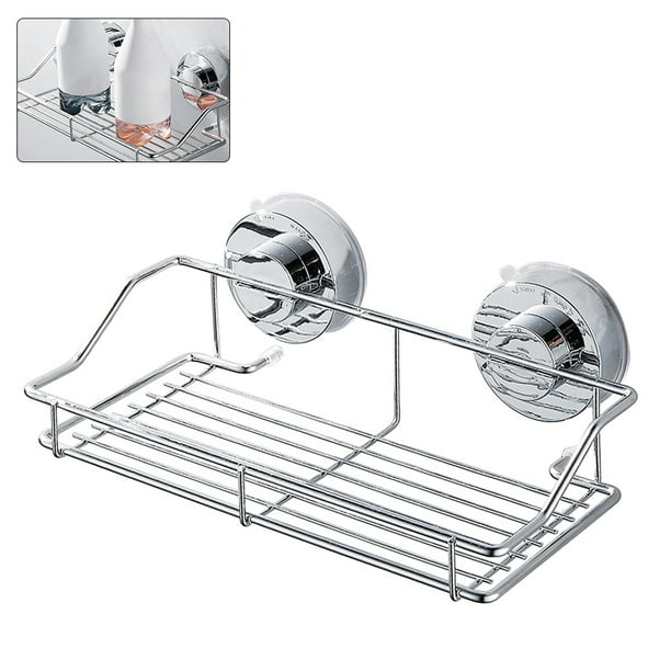 Stainless Steel Suction Cup Basket Shower Bathroom & Kitchen Storage Shelf